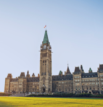 View of Ottawa’s Parliament Hill in the summer.